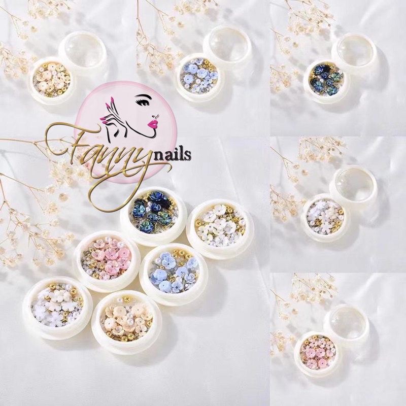 HIASAN BUNGA 3D MOLD CAVIAR PEARL GOLD SILVER 3D FLOWER NAILART JAR JAPAN NAILS