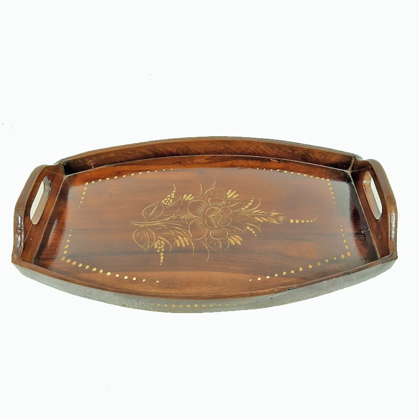 Nampan Kayu Baki Lengser Kerajinan Ukir Cukit Jati Asli