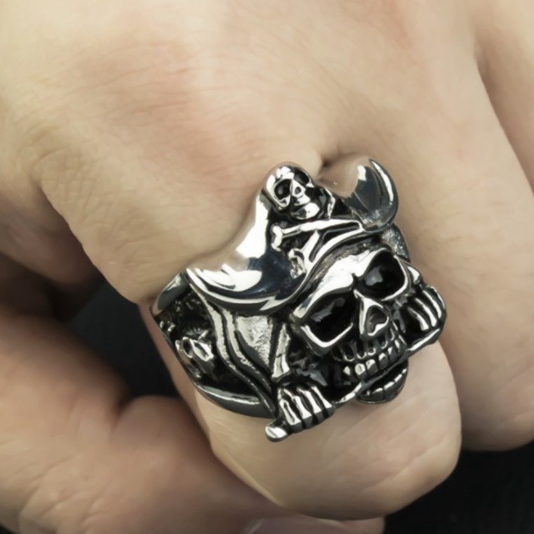 SEUSUK  Cincin Vintage Gothic Desain Kapten Bajak Laut untuk Pria COD ring