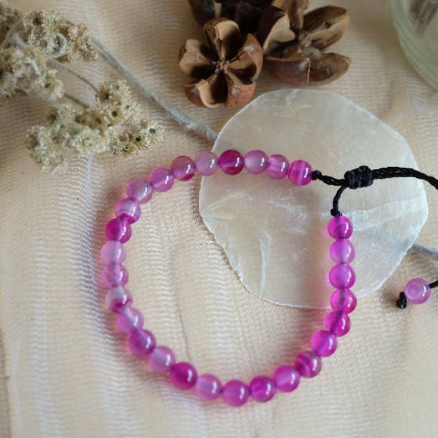 Gelang Dewasa Pink Botswana - Adjustable [4208]