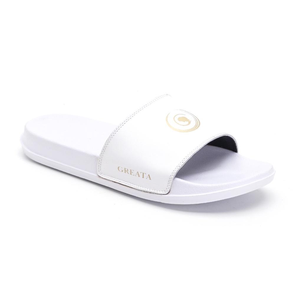 NIELS WHITE (KULIT ASLI)  |ManNeedMe x GREATA| Sandal Pria Wanita Casual Sandal Slop ORIGINAL