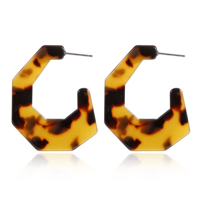 SIY  Tortoise Shell Irregular Square Hoop Earrings Leopard Acrylic Acetate Jewelry