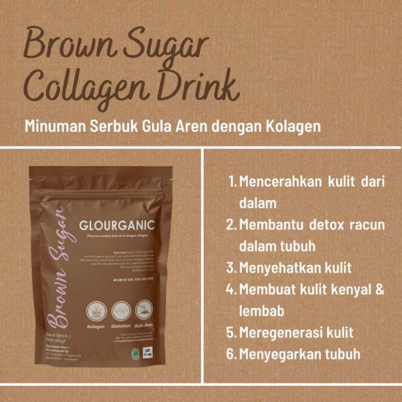 BPOM COLLAGEN DRINK BROWN SUGAR GLOURGANIC COLLAGEN GLOURGANIC