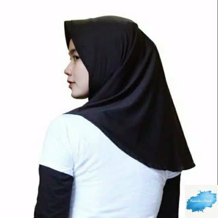 (TERMURAH)1 KG 14 PCS /HIJAB SPORTY PET KECIL ANTEM BERGO POLOS OLAHRAGA-Hitam