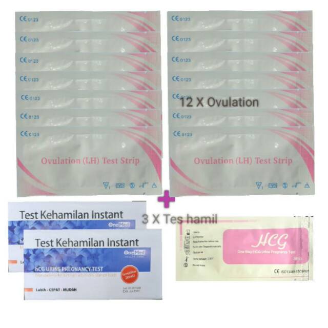 Paket 12 X ovulation + 3 Tes hamil Ovulation test / 12 LH + 2 TP +1 GP care pink