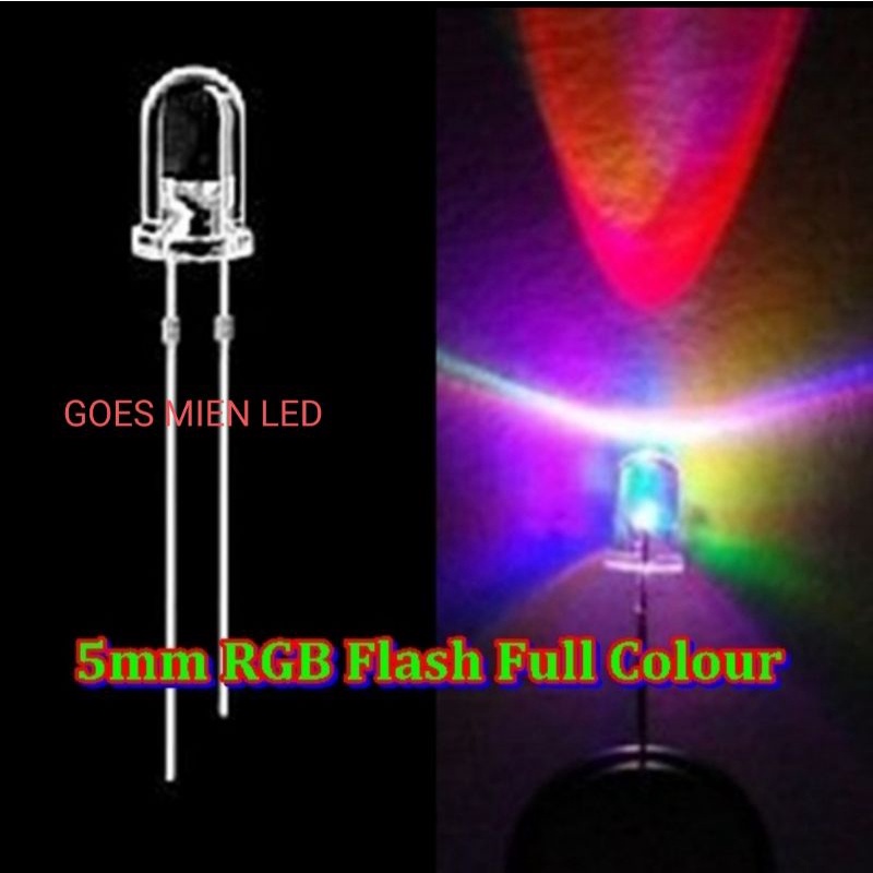 led 5 mm 3 warna rgb per 100 biji