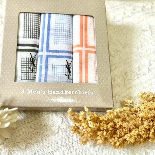 3 pcs Sapu Tangan Pria Katun Handkerchief Saputangan Sarung