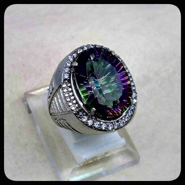 CINCIN BATU AKIK PERMATA NATURAL MYSTIQUE QUARTZ RING ALPAKA SUPER GLAMOUR TERMURAH BIG SIZE !!!