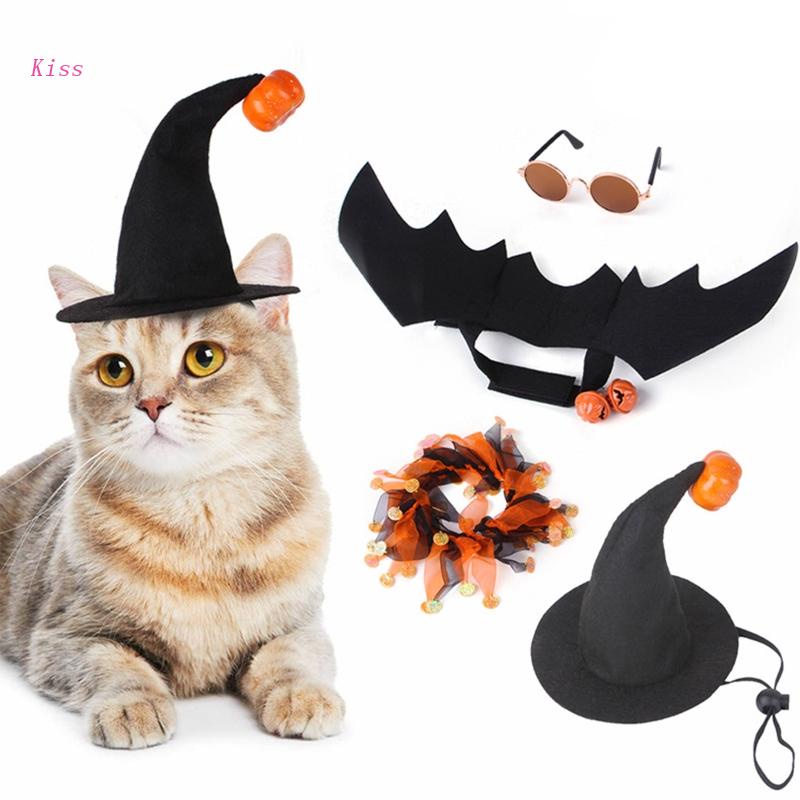 Kiss 4pcsset Kostum Halloween Topisayap Kelelawar Untuk Anjingkucing Kecil