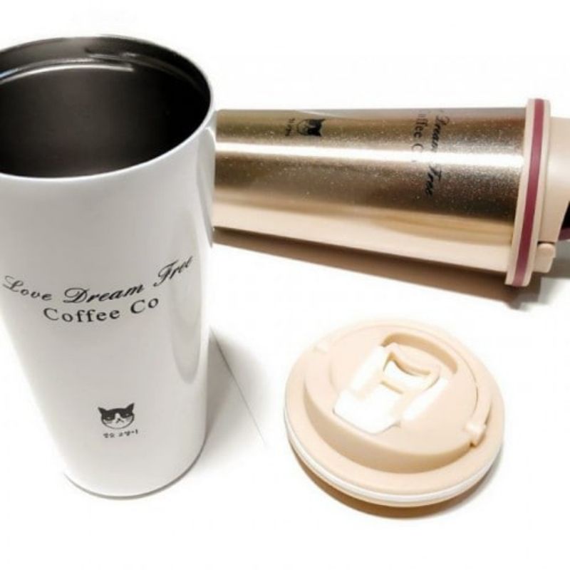 Termos Kopi Vacuum Flasks Desain Kucing 500ml Botol Stainless Ta