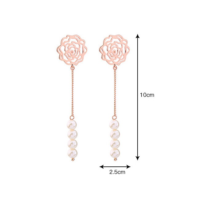 LRC Anting Tusuk Fashion Color Flower Shape Decorated Earrings