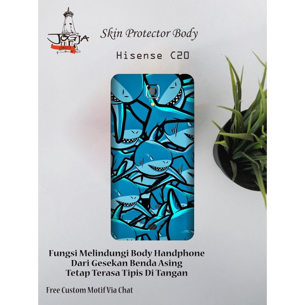Dapat 2pcs Garskin HP Hisense C20 Motif hiu - Free custom Motif