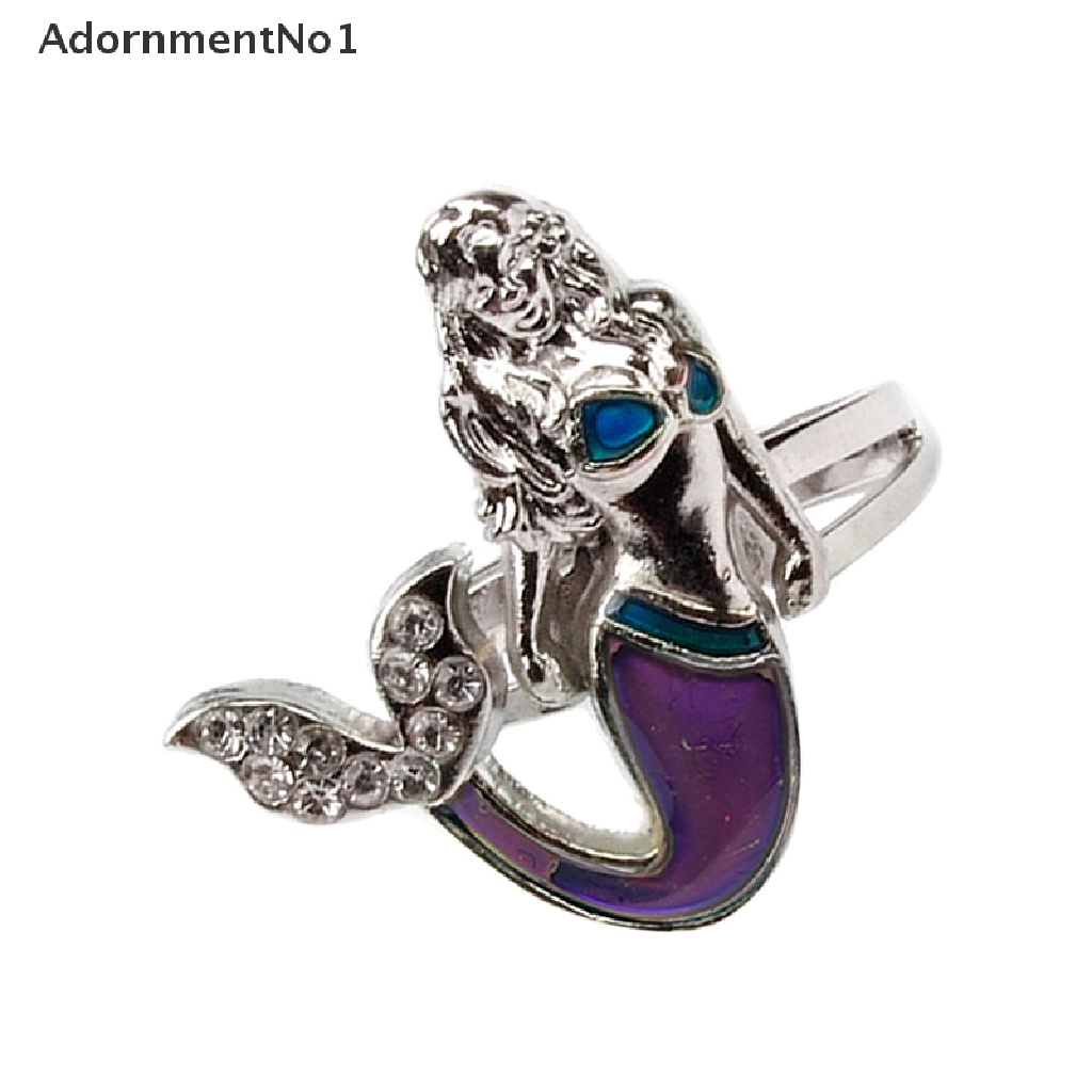 (AdornmentNo1) Cincin Mood Ring Adjustable Desain Ekor Mermaid Berubah Warna Sesuai Emosi