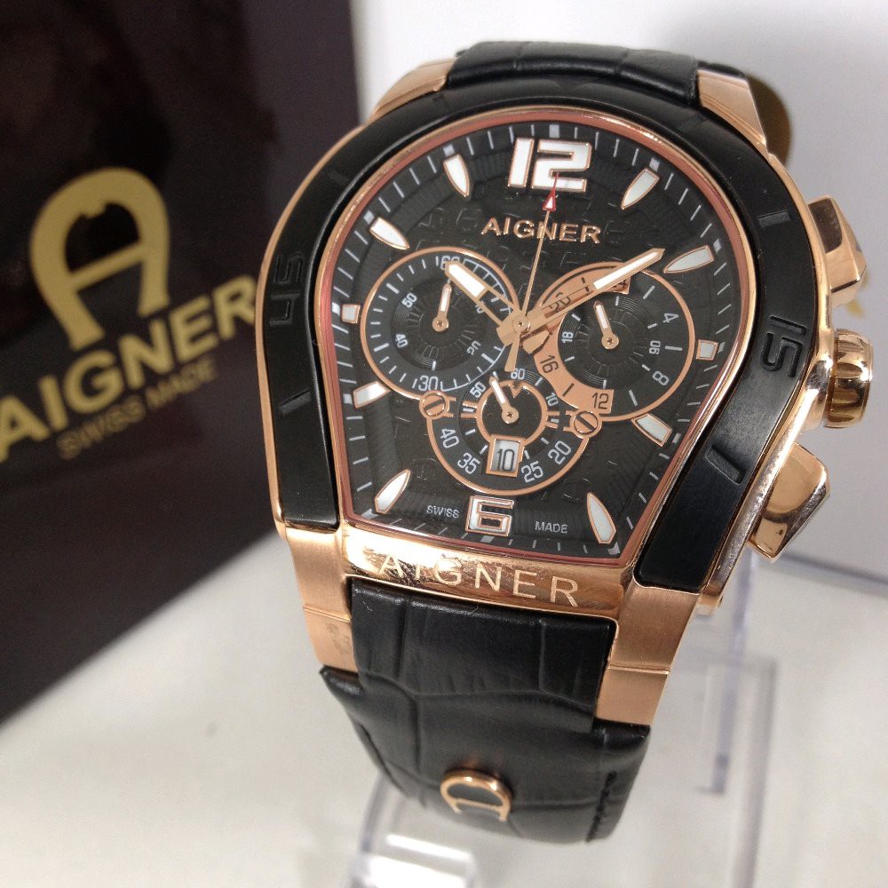 Jam Tangan Pria Aigner Palermo Black Rosegold KKSR Premium