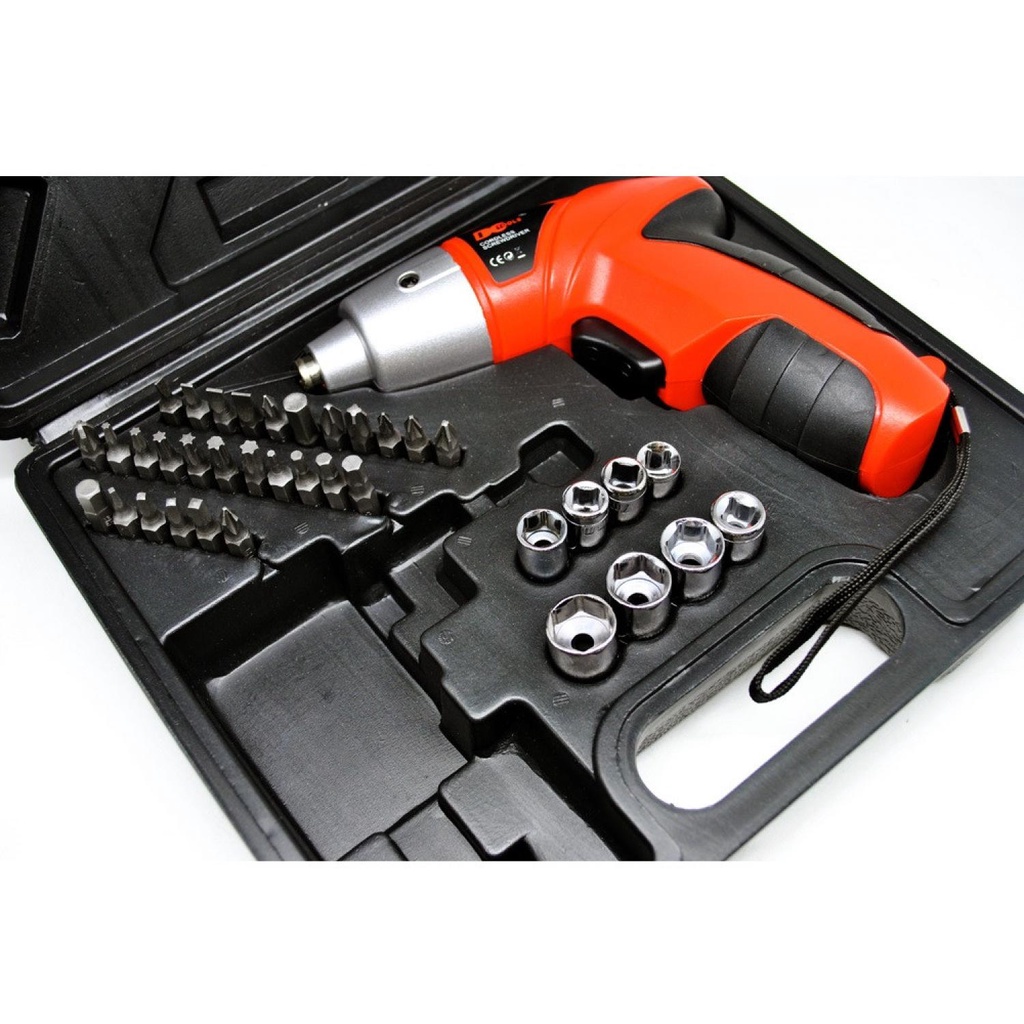 Cordless Multi-function Electric Screwdriver 4.8V 45pcs / Mesin Bor Tangan Listrik Mini Tanpa Kabel / Mesin Obeng Bor Listrik / Bor Tangan Baterai Listrik Manual Mini Cas / Mesin Bor Bor Beton Cas Charger Baterai / Set Lengkap Mesin Bor Bolak Balik Murah