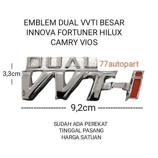 emblem dual vvti besar innova fortuner hilux camry vios