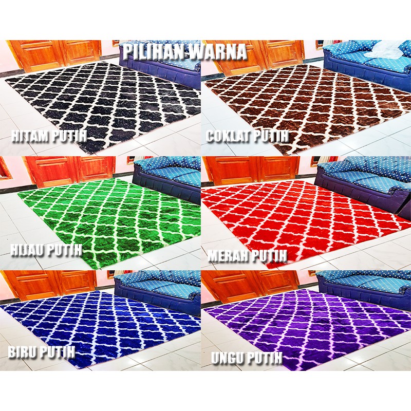 Berkah Saluyu ( Anti Selip ) KARPET  BULU RASFUR RAFSUR MOTIF PANJANG 150CM LEBAR 100CM TEBAL3.5CM