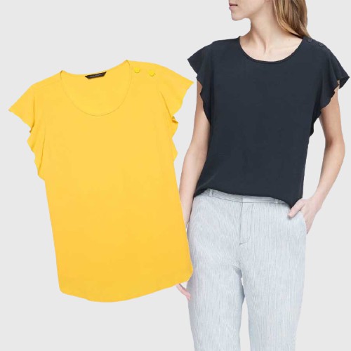 LOFT Blouse Wanita Buttonshoulder Crepe