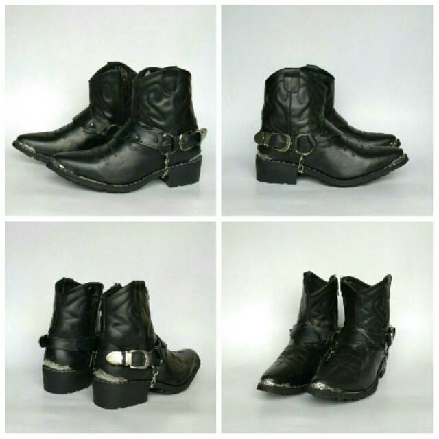 Sepatu Jenggel Boot Kulit Asli Motor Gede Bikers Touring Moge Cowboy Dinas PDH PDL