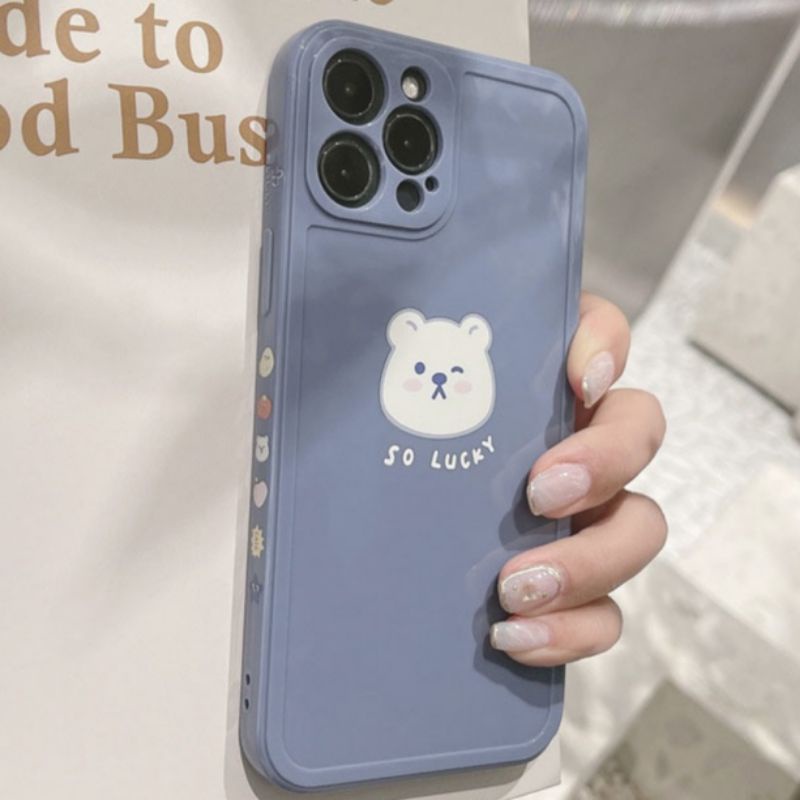 Soft Case Motif Lucky Bear Full Protection for iPhone 7 8 SE 7+ 8+ X XR XS 11 12 13 MINI PRO MAX