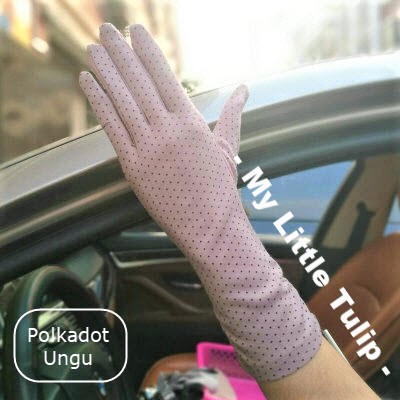 Sarung Tangan Panjang Manset Summer Anti Slip Polkadot SarungTangan Hijab Ungu Salem Hitam Abu Pink