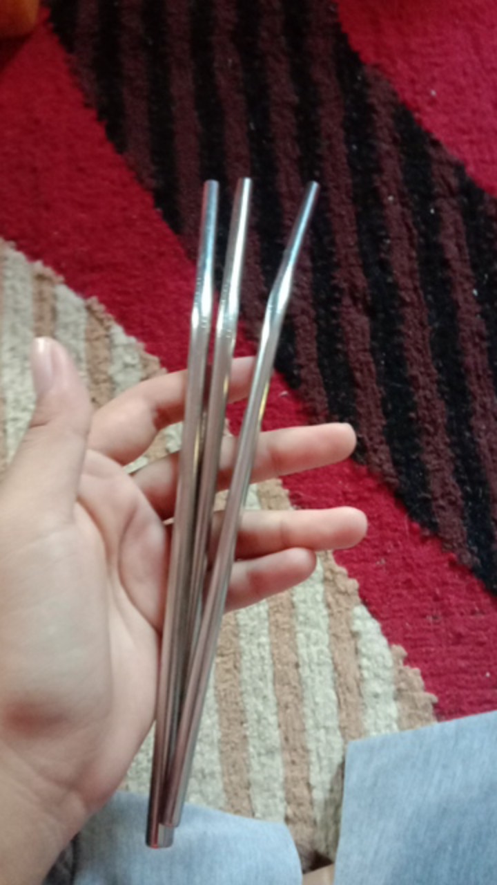 Sedotan Stainless Steel Bengkok Stain Less Straw Sedotan Lengkung Ramah Lingkungan Cafe Restoran