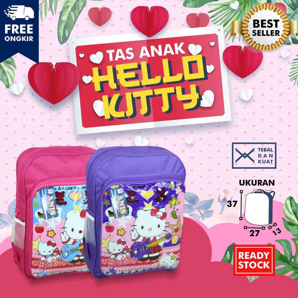 Tas Sekolah Perempuan Cewek Hello Kitty Ransel Gendong Anak Cewe TK SD Gambar Kartun Murah Meriah