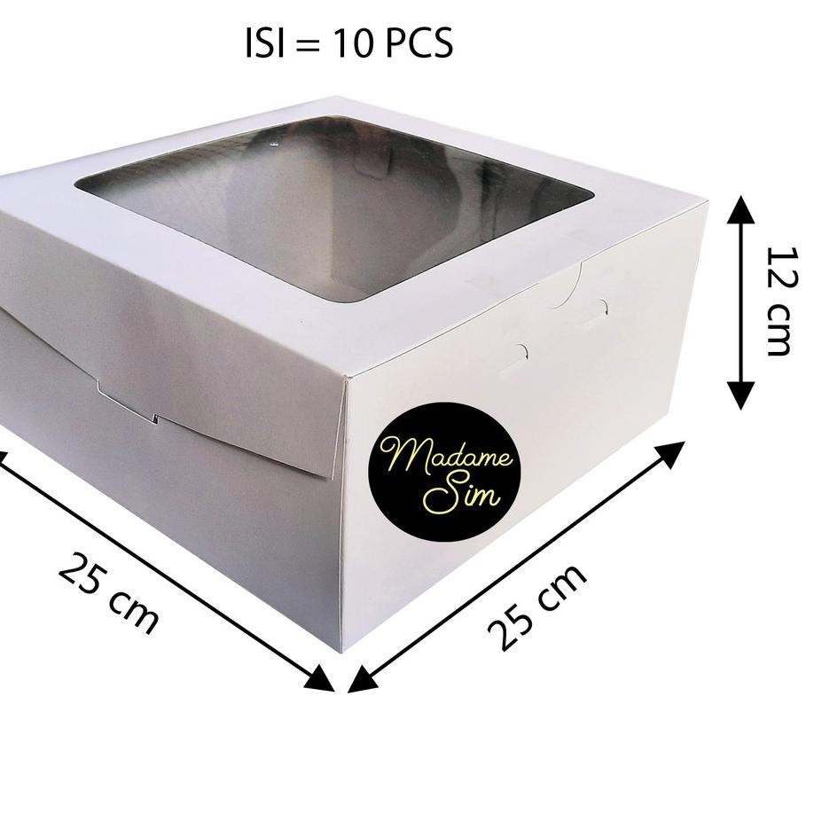 

TopMurah KOTAK KUE - CAKE BOX 25 x 25 x 12 CM - DUPLEX PUTIH ( ISI 10 PCS )