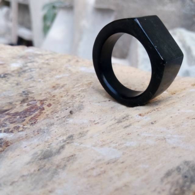 Ring Cincin Giok Black Jade Aceh Natural Model Kotak