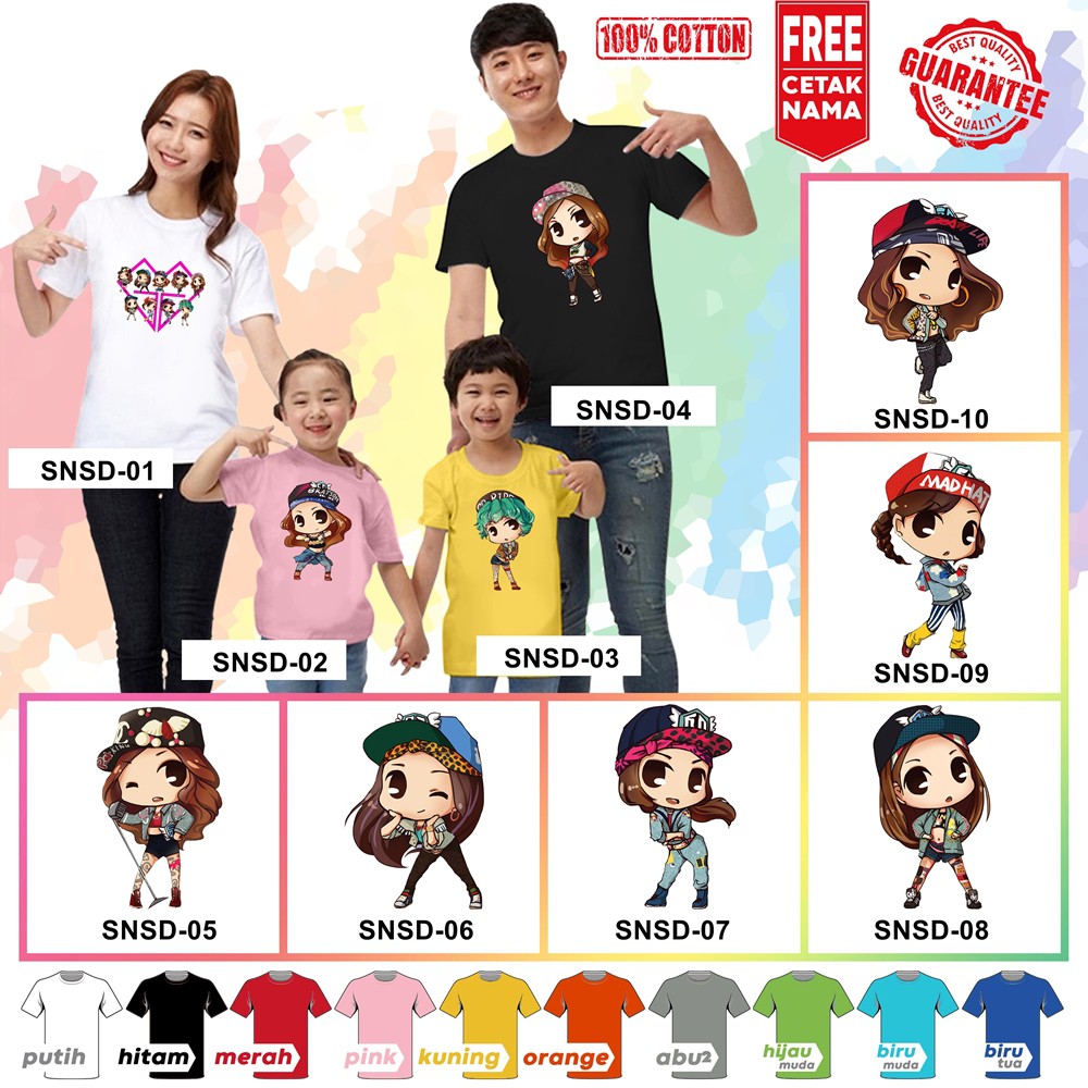 [FREE NAMA!!] Baju Kaos COUPLE  ANAK DAN DEWASA SNSD GIRL GENERATION BANYAK MOTIF