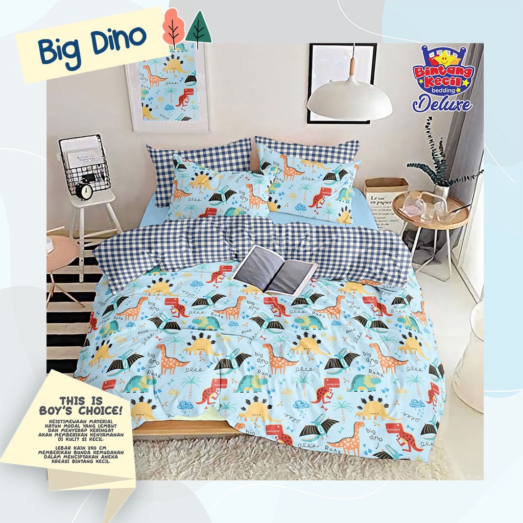 SPREI ANTI GESER MOTIF BLUE DINO DINNO | SPREI ANAK COWOK DINO | SPREI ESRA DINO
