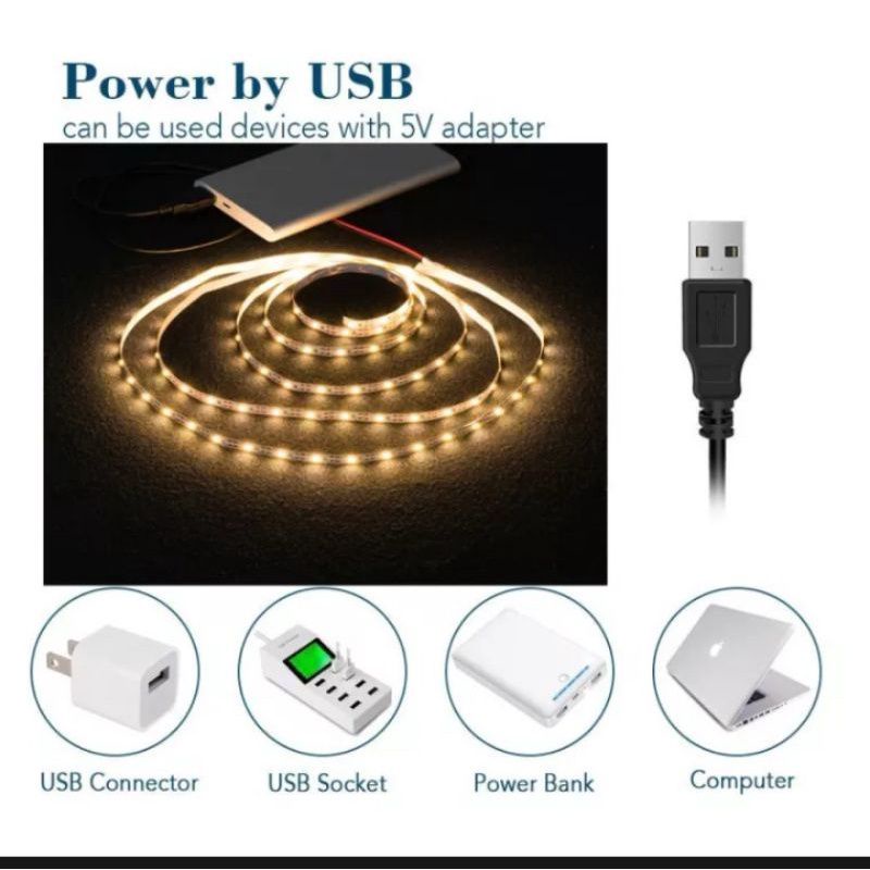 Lampu Strip LED 5 volt plus kabel USB untuk Dekorasi