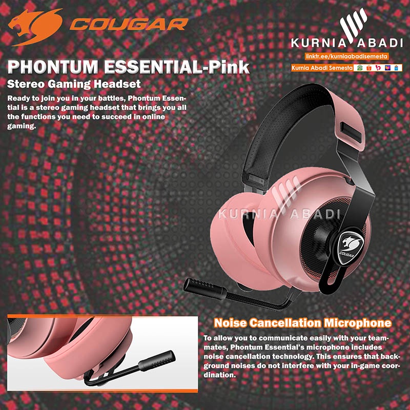 COUGAR GAMING HEADSET PHONTUM ESSENTIAL PINK STEREO GAMING HEADSET