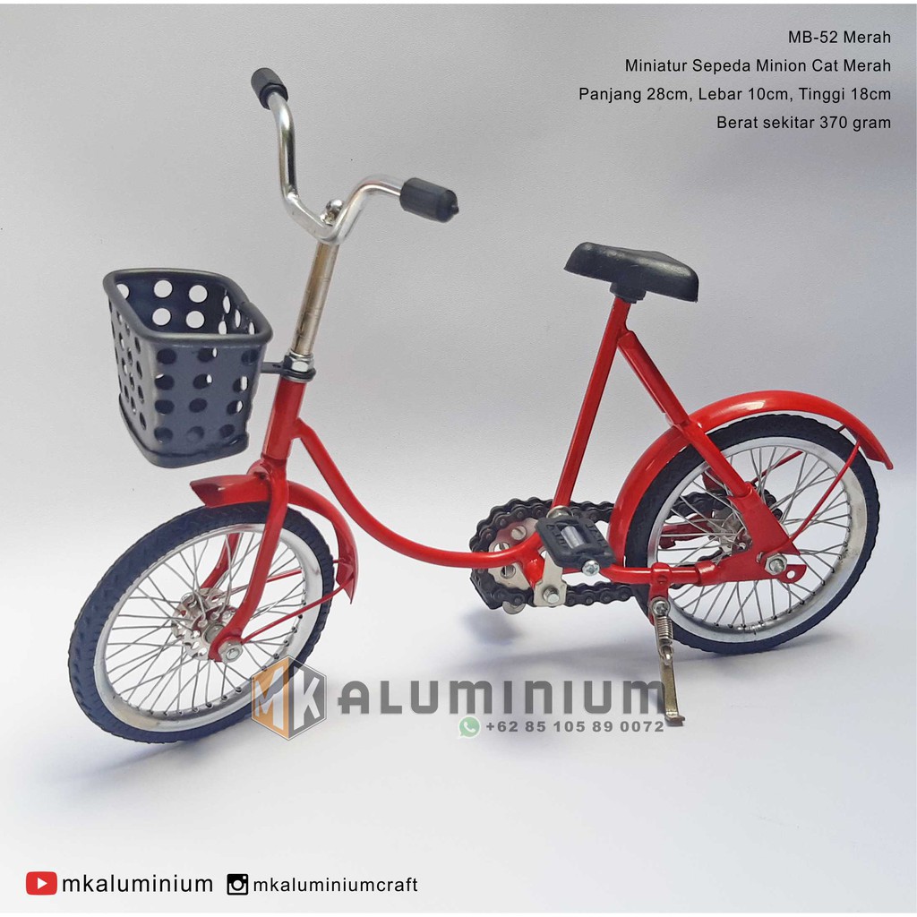 Miniatur Sepeda Mainan Model Sepeda Minion Bahan Logam Cat Merah - MK Aluminium - MB52merah