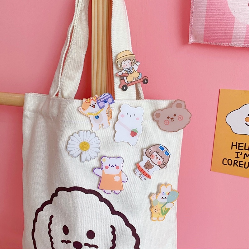 Akrilik Pin Bros Aksesoris Totebag Motif Lucu