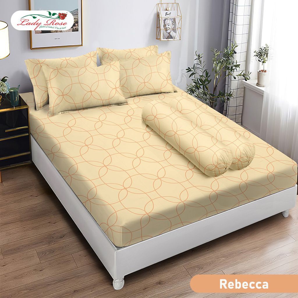 3in1 Sprei Lady Rose 3D King Queen Super Single 180x200 160x200 120x200 100x200 Warna Rebecca Cream 