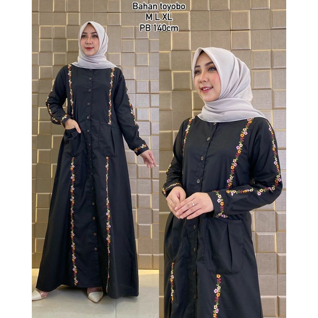 Gamis ridd bordir premium / Gamis toyobo / Gamis bordir / Fashion muslim / Baju gamis wanita / Gamis