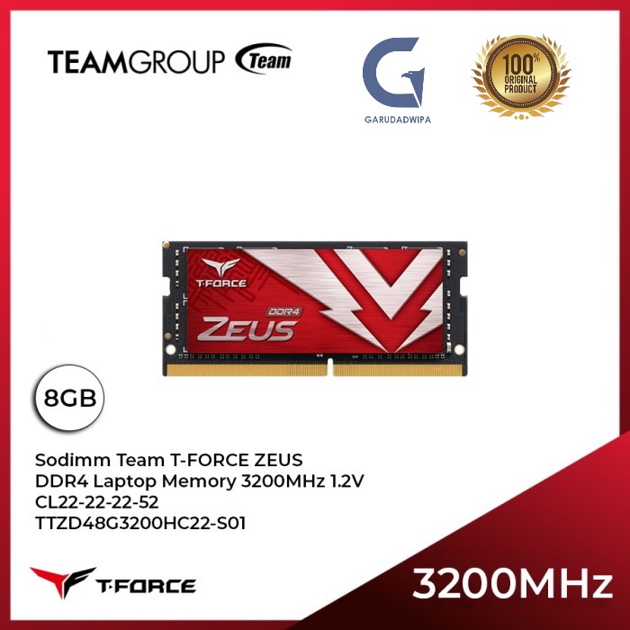 SODIMM 8GB Team T FORCE ZEUS DDR4 3200