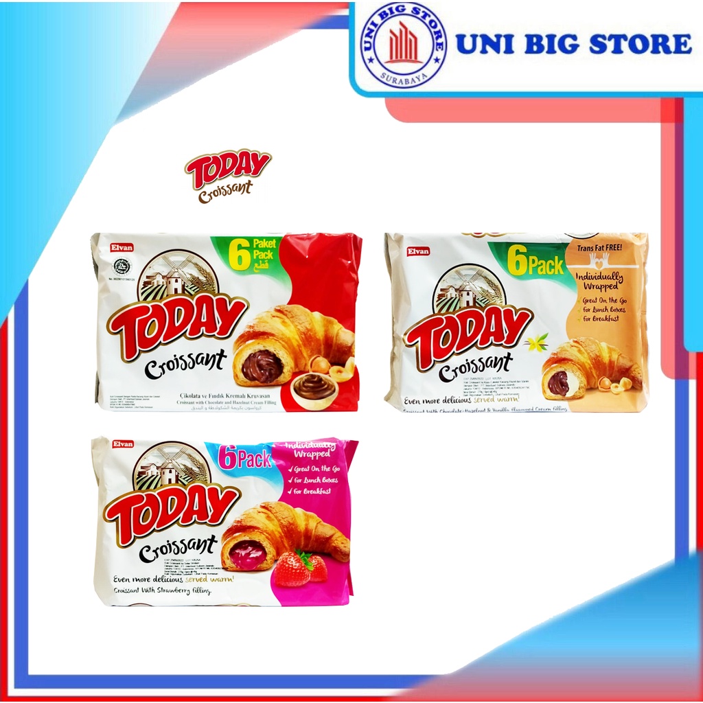 

Elvan Today Croissant Chocolate Hazelnut Vanilla Strawberry 45 gr 6 Pc