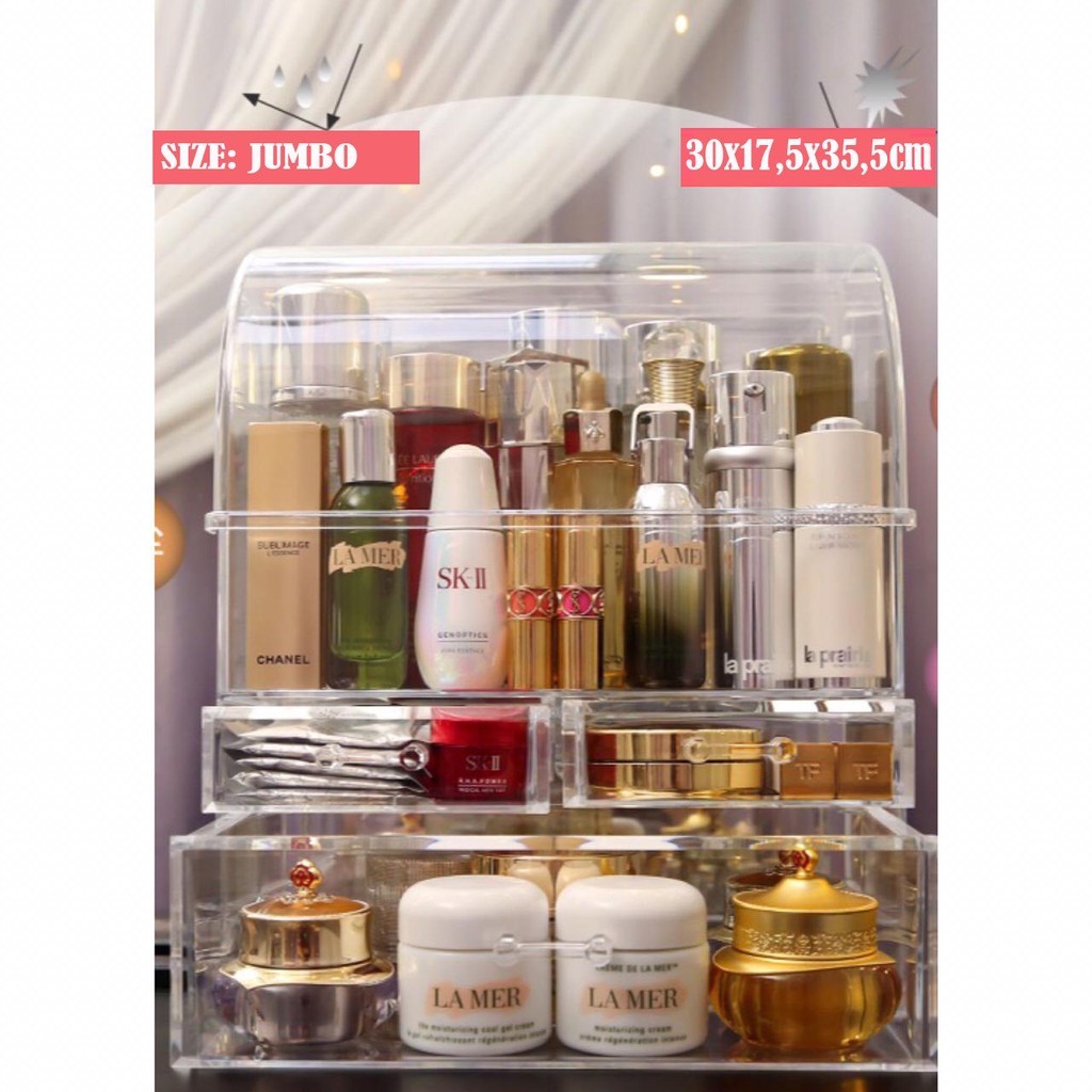 Rak Akrilik Kosmetik Kotak Makeup Storage Organizer Tempat Penyimpanan Kosmetik Acrylic Transparant