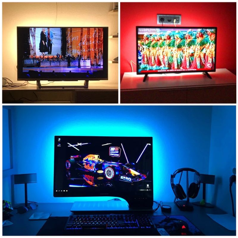 LED STRIP RGB SMD 5050 5V USB PC POWER BANK CHARGER LAMPU HIAS TEMPEL DINDING 1M 2M 5M INCLUDE REMOTE NATAL WARNA WARNI