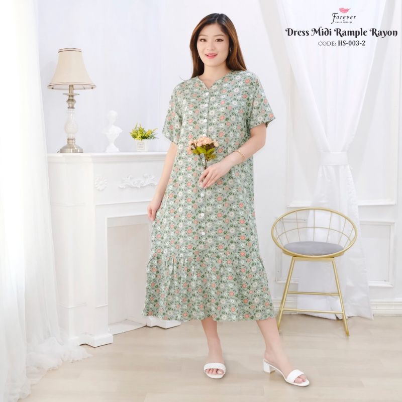 Dress Midi Homedress FOREVER SWEET Rayon HS-003-2/baju wanita/branded/rampel/drees/style kore