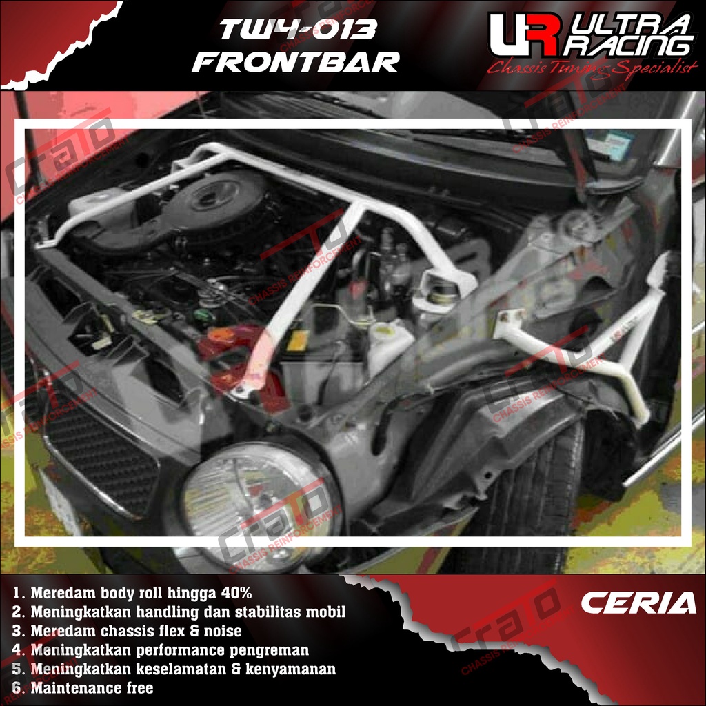 Aksesoris Stabiliser ULTRA RACING Safety Bar - Frontbar Front Strutbar 4 Points - Daihatsu Ceria - T