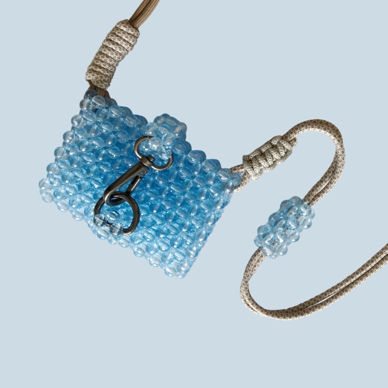 Allure Micro Bag - beaded bag with macrame strap/ tas manik-manik