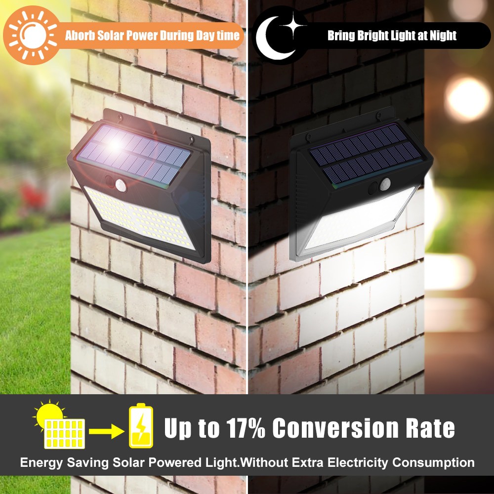 Lampu Solar Panel Sensor Gerak Outdoor Waterproof 108 LED Warm White