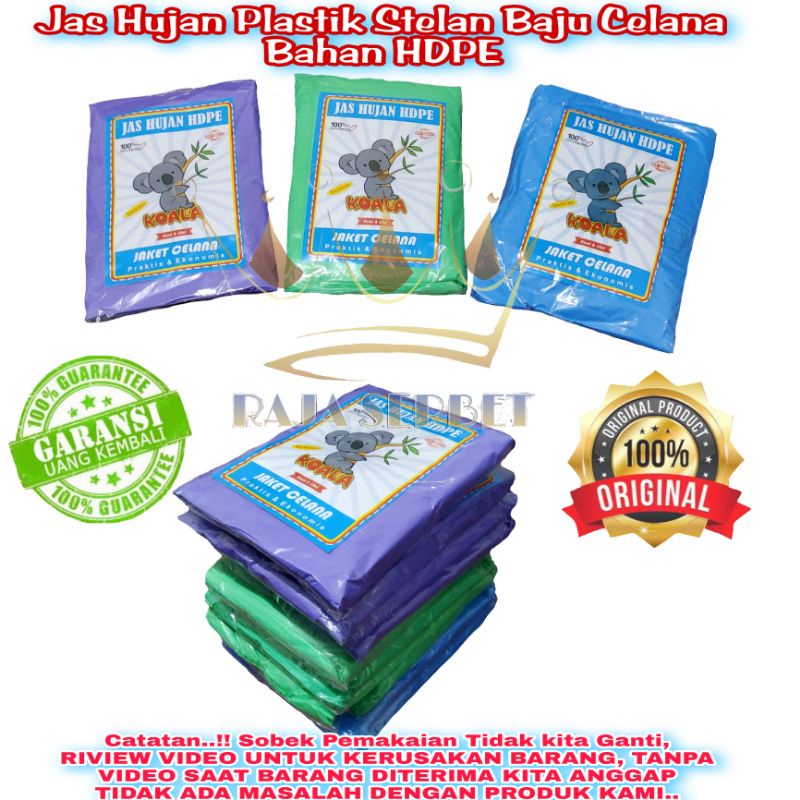 1 LUSIN (12 Pc)..JAS HUJAN PLASTIK NEW KOALA HDPE/LDPE BAJU CELANA / STELAN