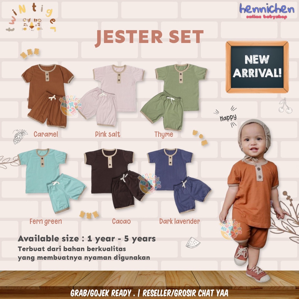 Twin Tiger Jester Set Twin Tiger Setelan Pendek Jester Anak Model Playset Baju Pendek Celana Pendek Anak 1 - 5 Tahun