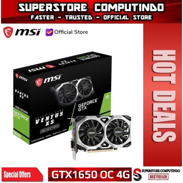 VGA MSI GeForce GTX 1650 VENTUS XS OC 4GB DDR6- MSI GTX1650 4GB