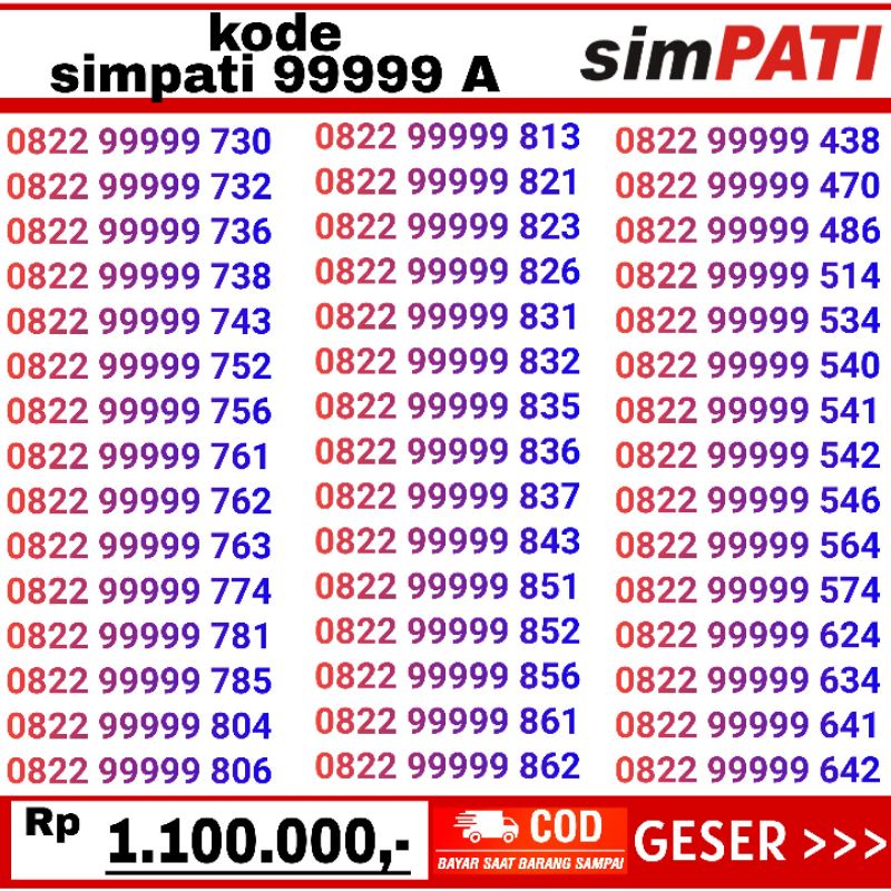 nomor cantik telkomsel simpati loop panca 99999