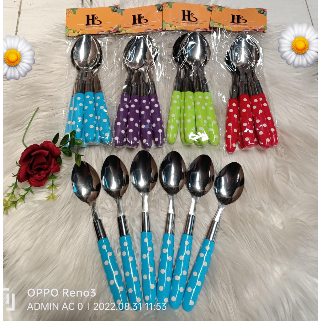 Sendok garpu polkadot 6 pcs